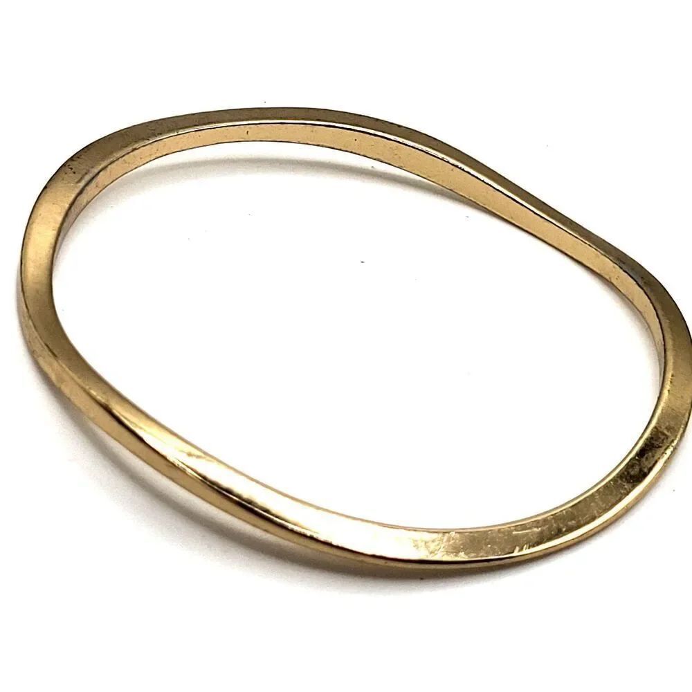 Vintage Goldtone Wavy Bangle Bracelet 2.75in dia